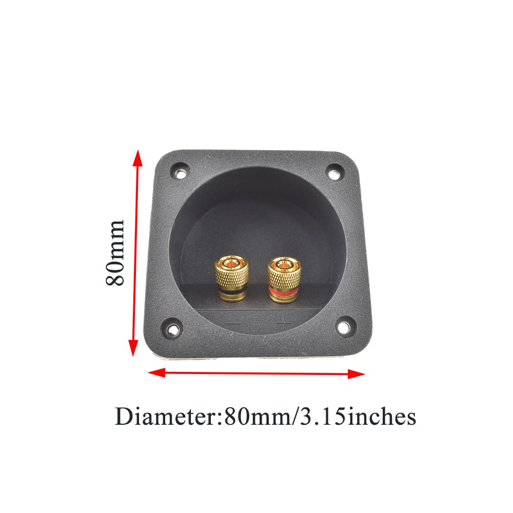 Hahiyo 80mm Diameter Square Speaker Box Terminal Cup Withstand Higher Sound Pressure Less Resonance Connect Securely Binding Post Connector Black 2