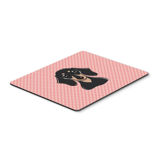 Caroline's Treasures BB1215MP Checkerboard Pink Smooth Black and Tan Dachshund Mouse Pad, Hot Pad or Trivet for Home Office Gaming Working Computers