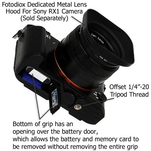 Fotodiox Pro, All Metal Black Camera Hand Grip for Sony RX1 DSC-RX1 and RX1R DSC-RX1R Cyber-Shot Digital Cameras with Battery Access