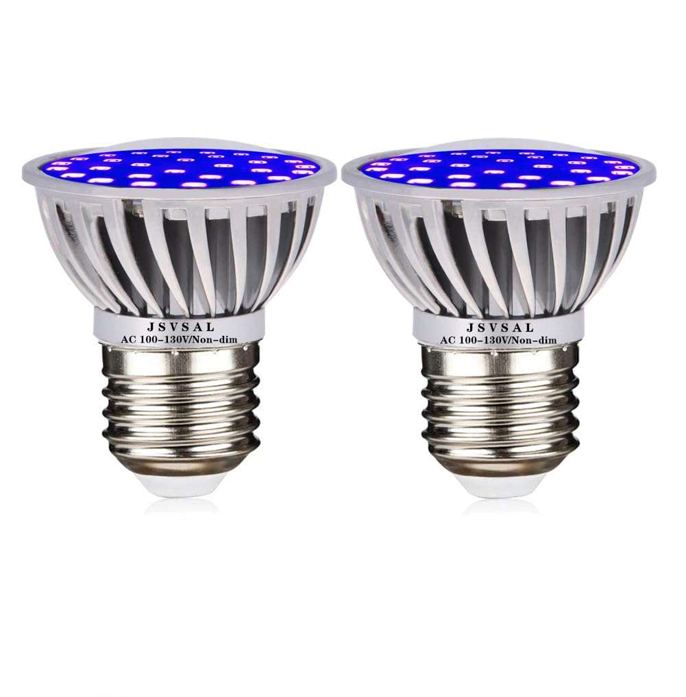 JSVSAL LED Black Light Bulb PAR16 E26 Base 120V,UVA Level 395-400nm,2-Pack