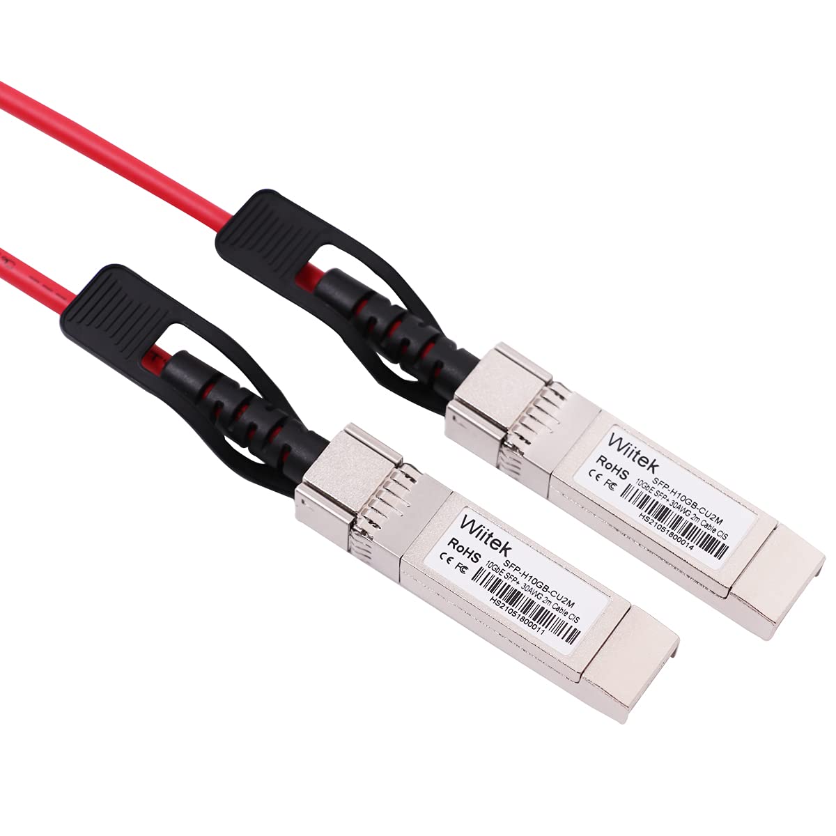 [Red Colored] 2m 10G SFP+ DAC Twinax Cable, 10Gbase-CU SFP+ Copper Cable, Compatible for Cisco SFP-H10GB-CU2M, Ubiquiti, Juniper, Mellanox, Mikrotik