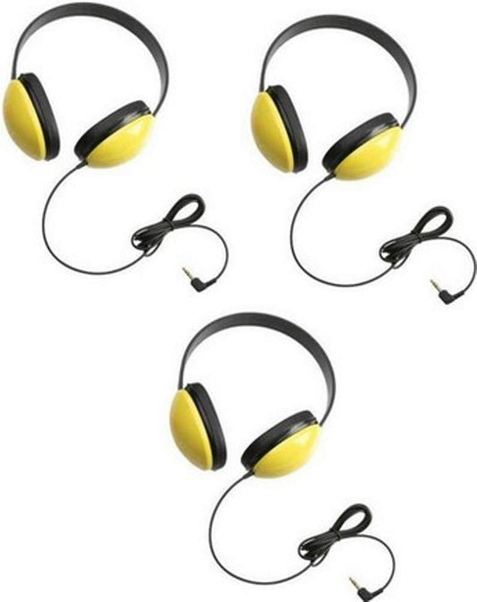 Califonel 2800-YL Listening First Stereo Headphones (3-Pack), Yellow, Adjustable Headband Comfortable for Extended wear, Specifically Sized for Young…