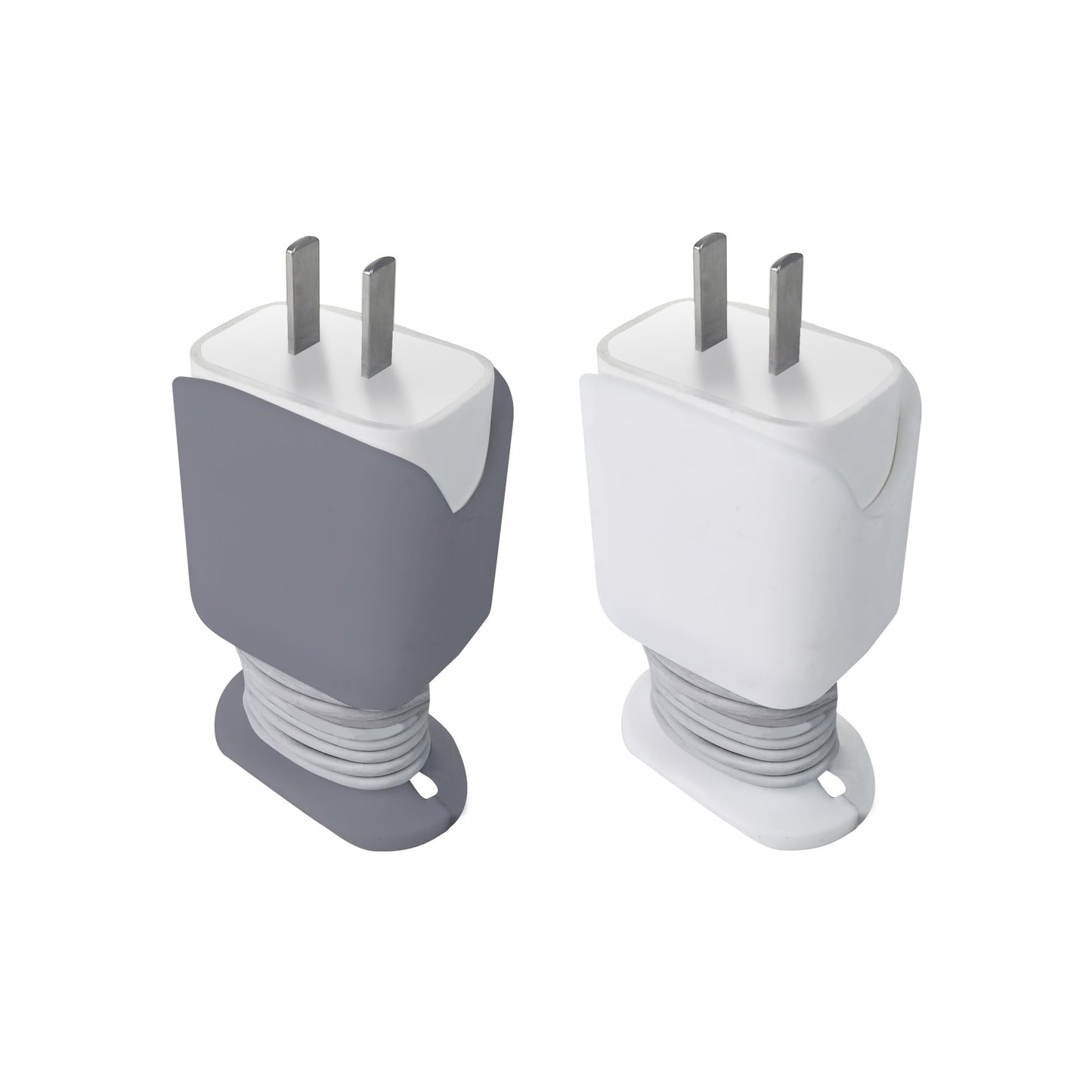 2PK 2 in 1 Silicone Charger Sleeve Protector and Cord Wrap for iPhone Power Adaptor Case, Snap Back Charger Winder Compatible with 18W and 20W Charger