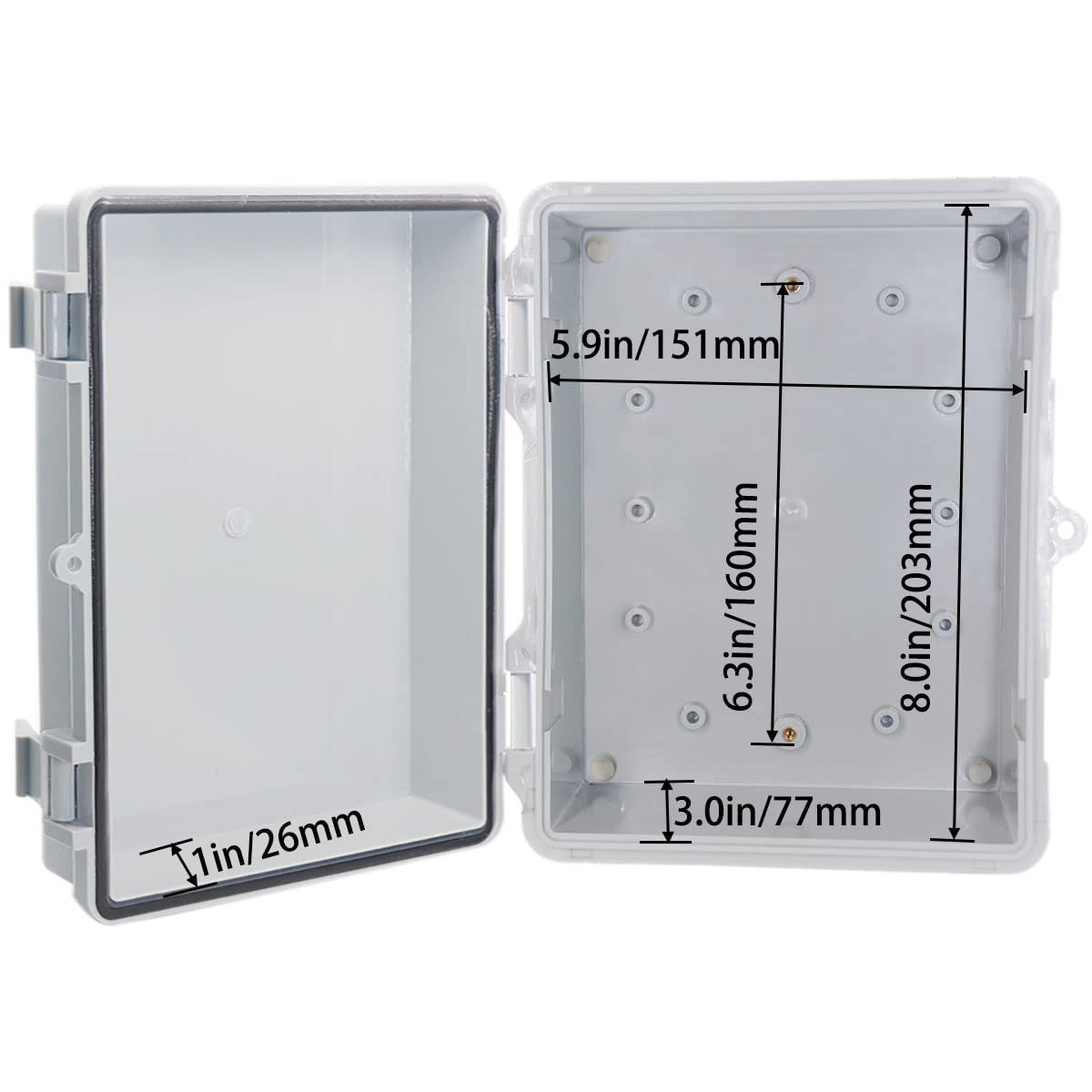 YETLEBOX Waterproof Outdoor Electrical Box Junction Box Weatherproof IP67 ABS Plastic Enclosure Switch Router Project Box with Mounting Plate