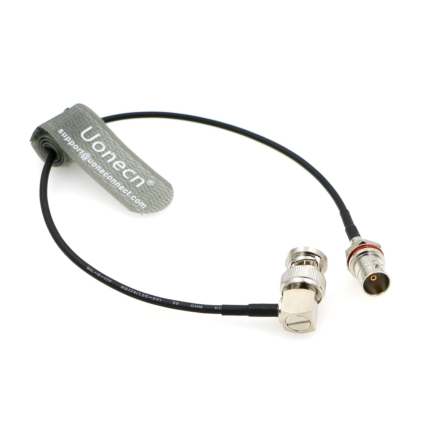 Uonecn BNC Female Straight to BNC Male Right Angle SDI Cable for Camera 50 ohm