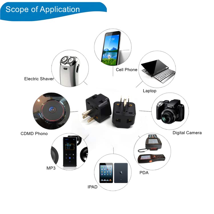 Fielect AC 110V-250V 10A WD-5 Male US to Female Universal Power Socket Adapter for Cord Connector 2pcs