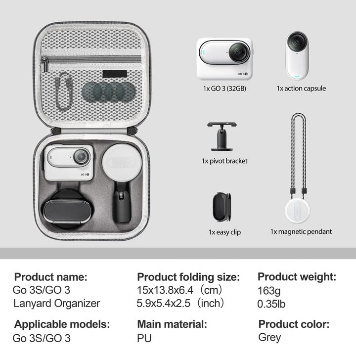 Tomat Carrying Case for Insta360 GO 3S Action, Storage Bag Mini Protective Case Compatible for Insta360 GO 3S/3 Action Camera Accessories