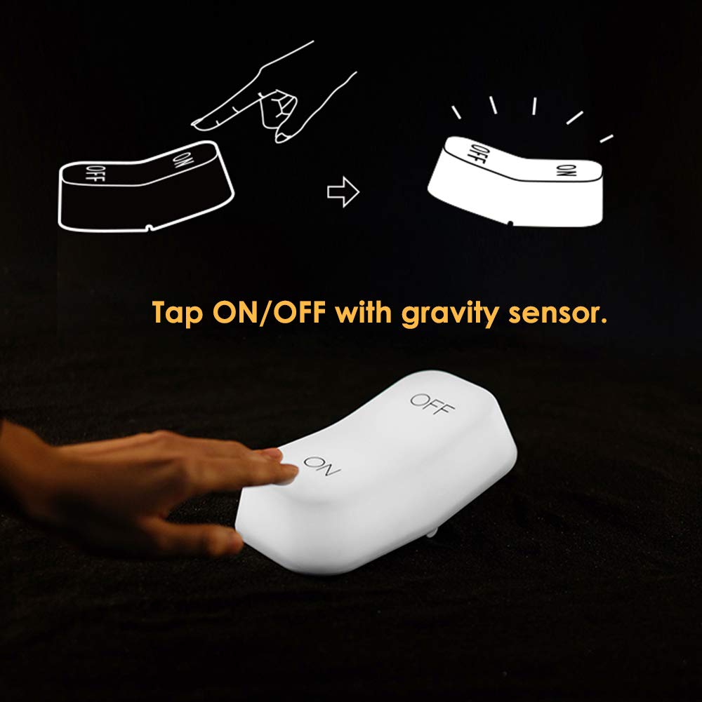 DesignNest On-Off lamp, Easy Switch LED Night Light, Gravity Sensor, 2 Light Levels, USB, Portable Rechargeable Bedside Table Nightstand Dorm Decor