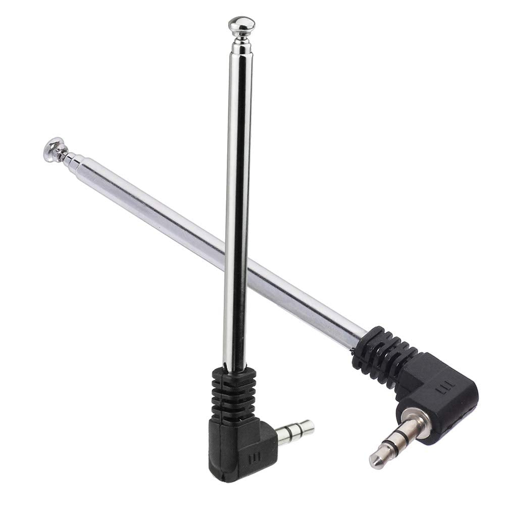 Bingfu Mini FM Radio Antenna 3.5mm Male Telescopic FM Antenna Portable 2-Pack Compatible with Indoor Stereo Receiver AV Audio Video Home Theater
