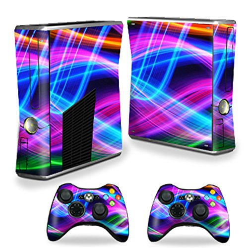 MightySkins Skin Compatible with X-Box 360 Xbox 360 S Console - Light Waves | Protective, Durable, and Unique Vinyl Decal wrap Cover | Easy to Apply