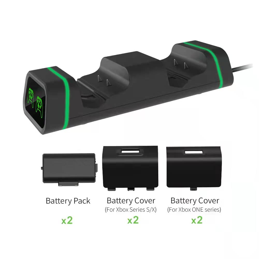 GAMFAMI Controller Charging Station for Xbox One, Controller Charger with 2 x 800mAh Rechargeable Battery Packs Compatible for Xbox One/One X/One