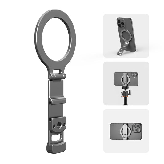 Phone Tripod Holder Mount for MagSafe, Aluminum Magnetic Mount Adapter with 1/4” Screw Hole, Cold Shoe for iPhone 17 16 15 14 13 Series for Samsung