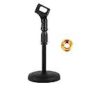 Poocar Desktop Microphone Stand,Heavy Duty Table Desk Microphone Stand with Non-Slip Metal Base, 3/8" and 5/8" Adapter Adjustable Height for Blue Yeti
