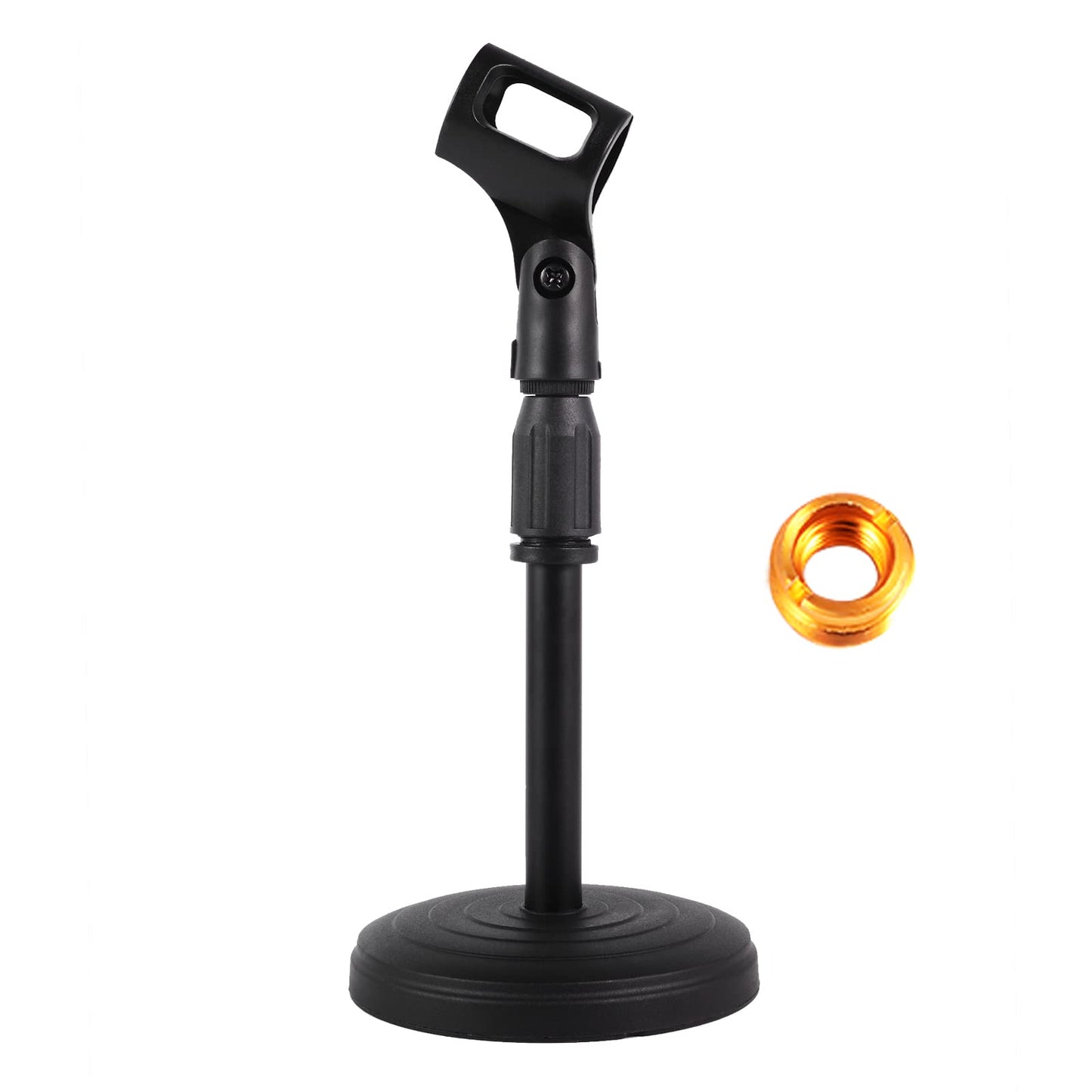 Poocar Desktop Microphone Stand,Heavy Duty Table Desk Microphone Stand with Non-Slip Metal Base, 3/8" and 5/8" Adapter Adjustable Height for Blue Yeti