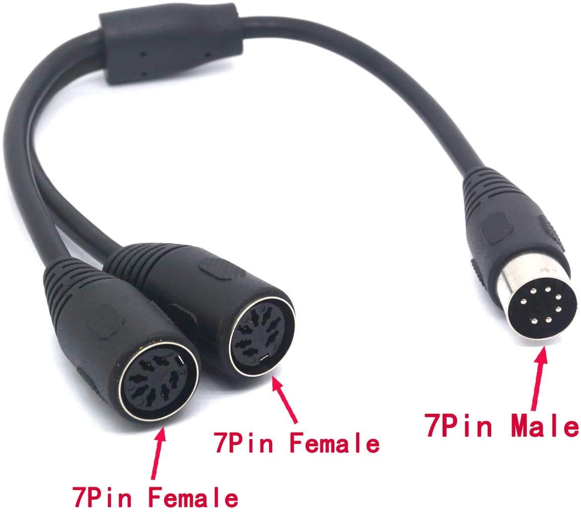 GLHONG 7 Pin Din Splitter Cable, 7- Pin Plug Male to 2 DIN Female Jack Adapter Y Lead for Bang Olufsen Naim Quad Stereo Systems
