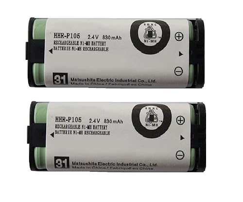 Triangle Power 2 Pack HHR-P105 NI-MH Rechargeable Battery for Panasonic 2.4V 830mAh Battery for Cordless Phones