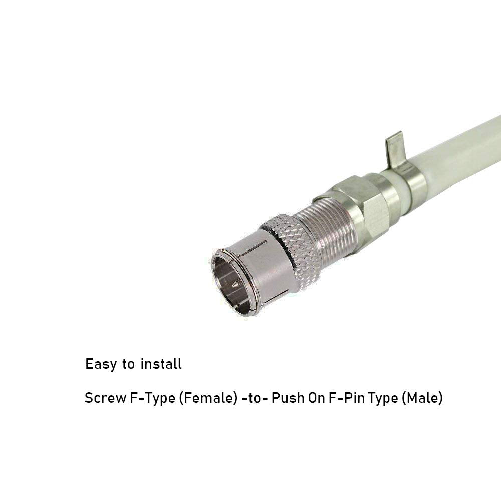 Lala Smill Right Angle Push on Coax Cable Connectors F-Type Female to F-Pin Male Quick Plug Adapter RG6 Coaxial Cable Connector