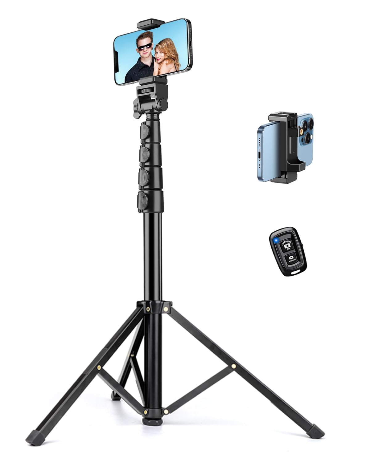 Victiv Phone Tripod, 70" Tripod for iPhone with Remote and Phone Holder, Sturdy & Stable, Adjustable Camera Stand & Selfie Stick Mode, Perfect