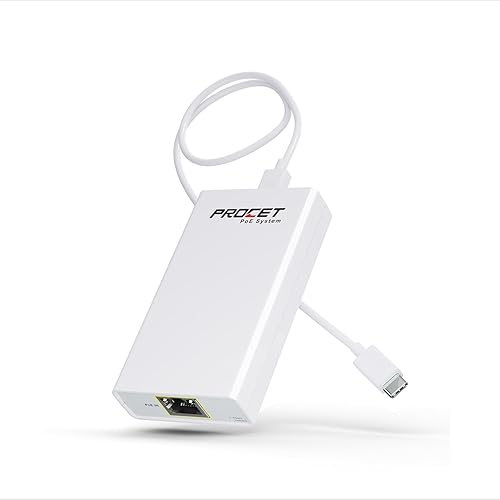 Gigabit PoE to USB C Converter for Smart Phone/Tablet, USB-C to Ethernet Adapter with 60W Charging, Power & Data 2-in-1 RJ45 Port to Type-C Adapter