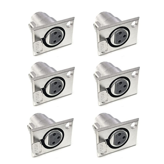 bnafes XLR 3-Pin Female Jack Socket Audio Speaker Panel Mount Connector Adapter for Microphone 6-Pack