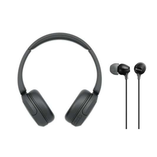 Sony WH-CH520 Compact Easy Carrying Wireless Bluetooth On-Ear Headphones with Microphone (Black) Bundle MDR-EX15LP Fashion Color EX Series in-Ear…