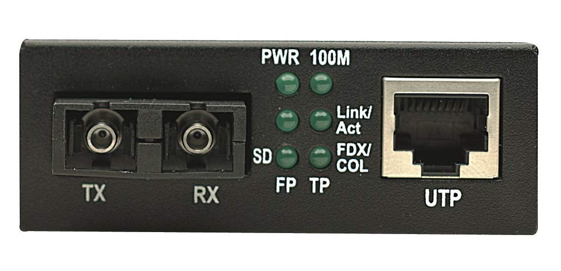 Intellinet Fast Ethernet Media Converter, 10/100 RJ45 to 100Base-FX SC Multimode Fiber, 100 Mbps, Up to 1.24 Miles, Auto MDI/MDI-X - 506502
