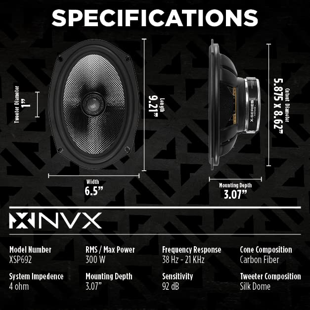NVX® 2-Way Coaxial 6x9 Car Speakers (Pair)