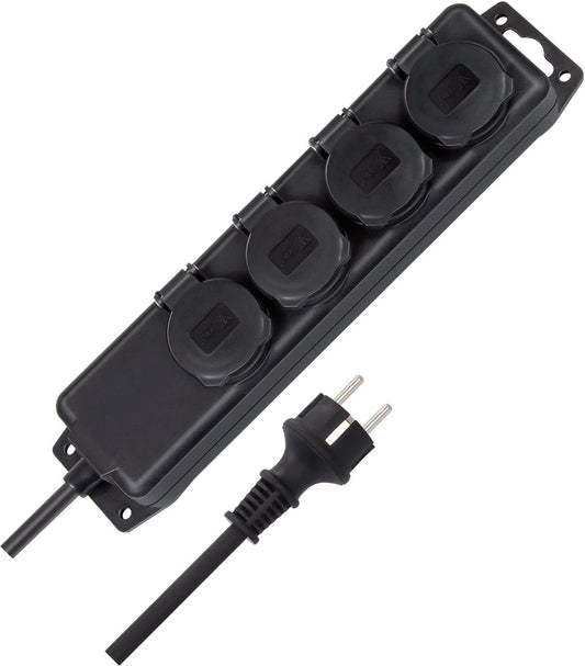 Brennenstuhl 1159960 Power Strip IP44 4 Sockets Black