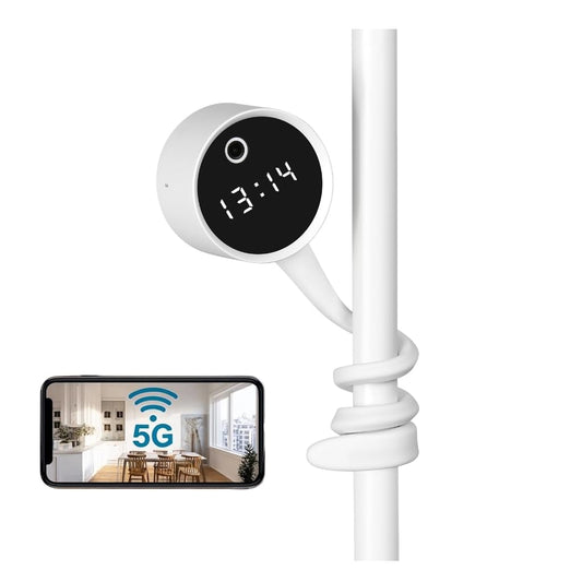 2K 3MP Indoor Security Camera,Flexible Silicone Tail Grips Any Surface, Baby/Elder/Dog/Pet Cam, View on App, Wifi2.4G&5G, 24/7 HD Clock Camera