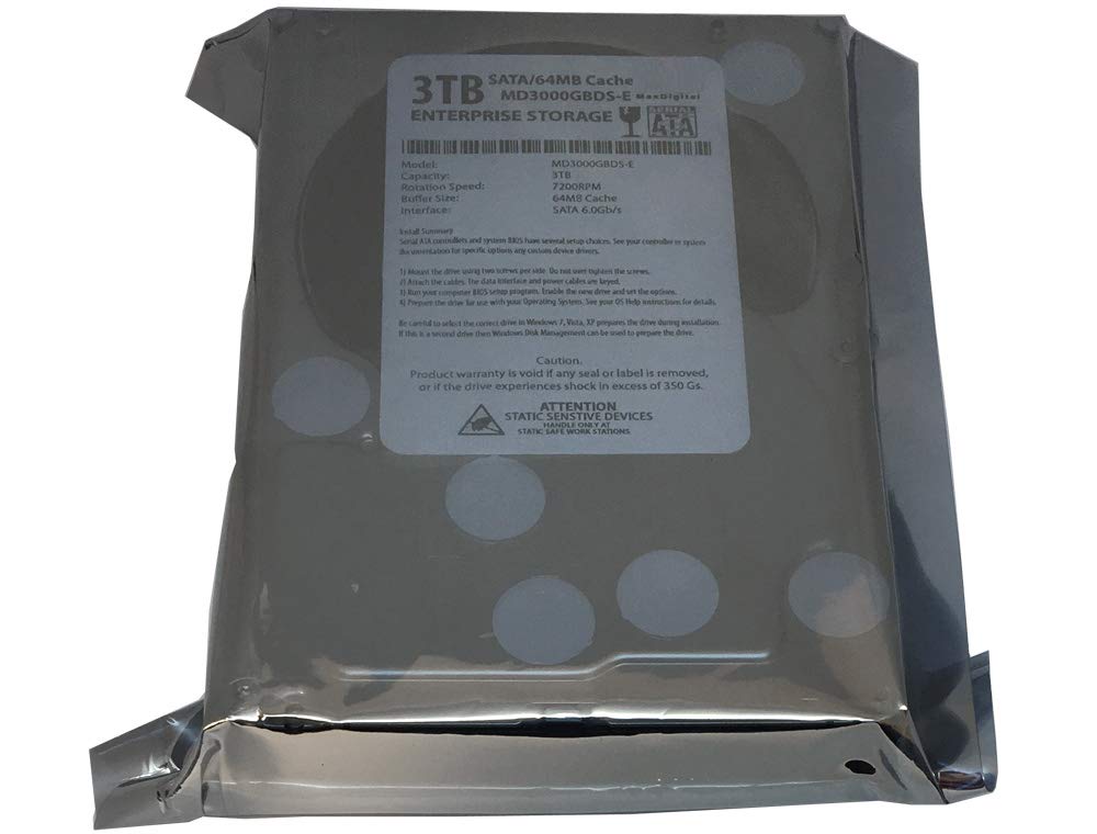 MaxDigital 3TB 7200RPM 64MB Cache SATA 6.0Gb/s (Enterprise Storage) 3.5inch Internal Hard Drive (Renewed)
