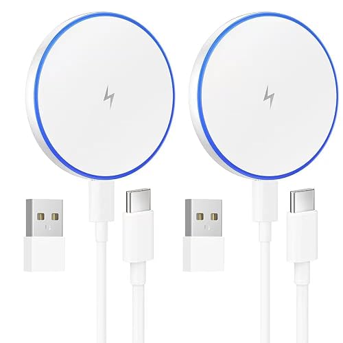 for MagSafe Charger: 2 Pack Magnetic Wireless Charging Pad for iPhone 16 15 14 13 12 Series & AirPods 4-2 Pro, Strong Magnet, with USB-C/A Ports