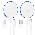 for MagSafe Charger: 2 Pack Magnetic Wireless Charging Pad for iPhone 16 15 14 13 12 Series & AirPods 4-2 Pro, Strong Magnet, with USB-C/A Ports