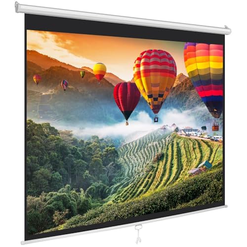 Pyle Manual Pull-Down Projector Screen - Universal 72-inch Roll-Down Retractable Manual Projection Screen w/ Auto-Locking, Adjustable Screen Height, Black Masking Border - 42.5" x 56.6" PRJSM7206
