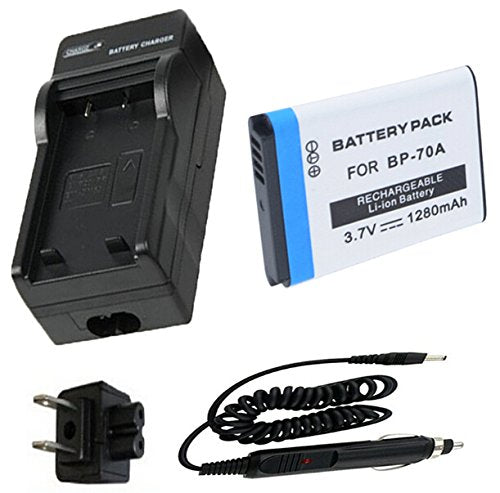 Battery and Charger for Samsung BP70A, EA-BP70A and Samsung WB30F, WB35F, WB50F, DV150F, ST150F, MV800, ES65, ES67, ES70, ES71, ES73, ES74, ES75