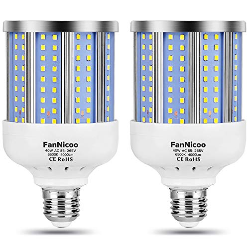 2 Pack 280W Equivalent LED Corn Light Bulb, 4000 Lumen 6500K Cool White Daylight 40W LED Corn Lamp,E26/E27 Medium Base,for Indoor Outdoor Warehouse
