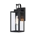 WISBEAM Black 13.7in Outdoor Wall Lantern for House, Black Outdoor Porch Sconce Light Fixture, E26 Base 60W Max, Metal Housing Plus Glass, ETL