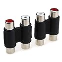 MOBOREST 2PCS Dual Female to Female RCA Jack Extension Cable Adapter Coupler Connector for Stereo Audio Video Cable Joiner, Nickel-Plated RCA Dual