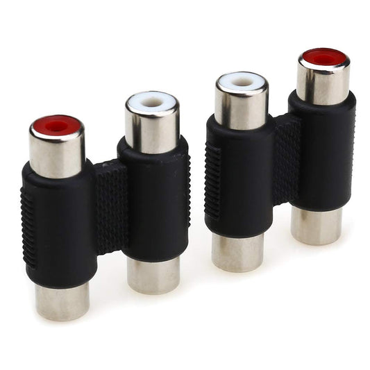 MOBOREST 2PCS Dual Female to Female RCA Jack Extension Cable Adapter Coupler Connector for Stereo Audio Video Cable Joiner, Nickel-Plated RCA Dual