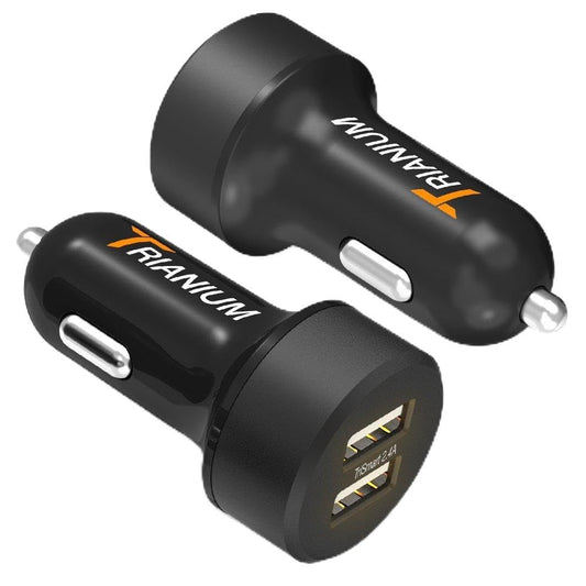 Trianium Car Charger 24W (2 Pack) Dual Charger Adapter, AtomicDrive SmartUSB Compatible iPhone 12 11 Pro Max/XR/XS Max/X/8/7/6s/6 Plus, iPad