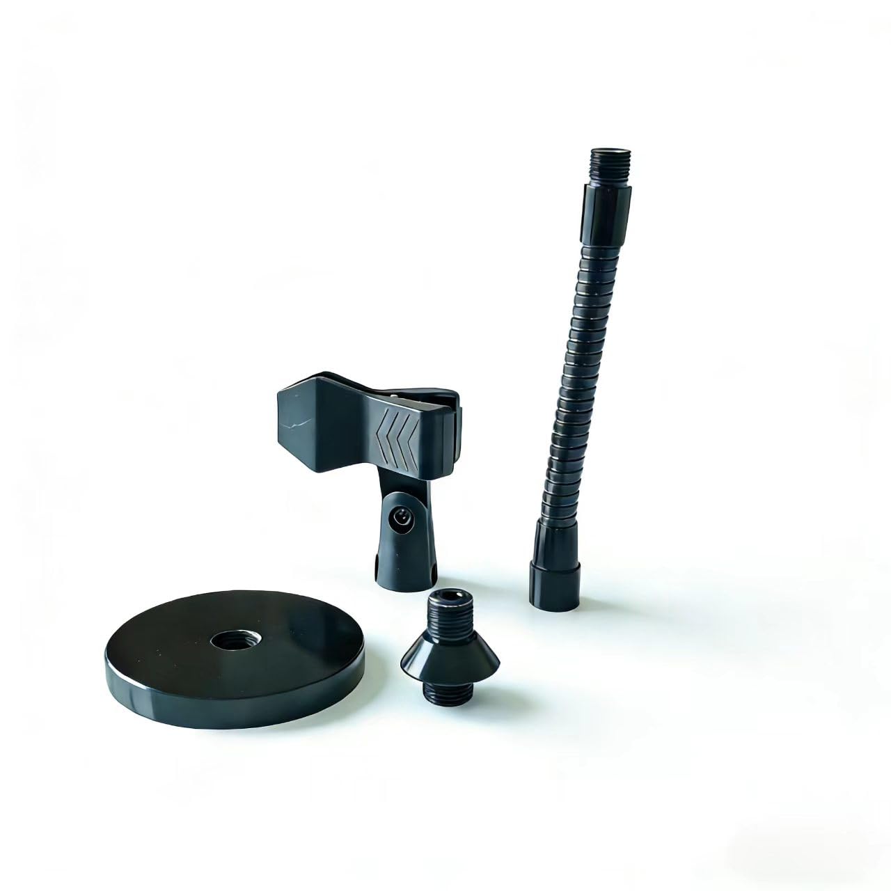 Microphone Holder Stands Flexible Gooseneck 6 Inch for Podium With Universal Clip, Black, 100mm Heavy Base Stand
