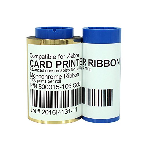 800015-106 Gold Monochrome Ribbon For Zebra iSeries ID Card Printer 1000 Prints