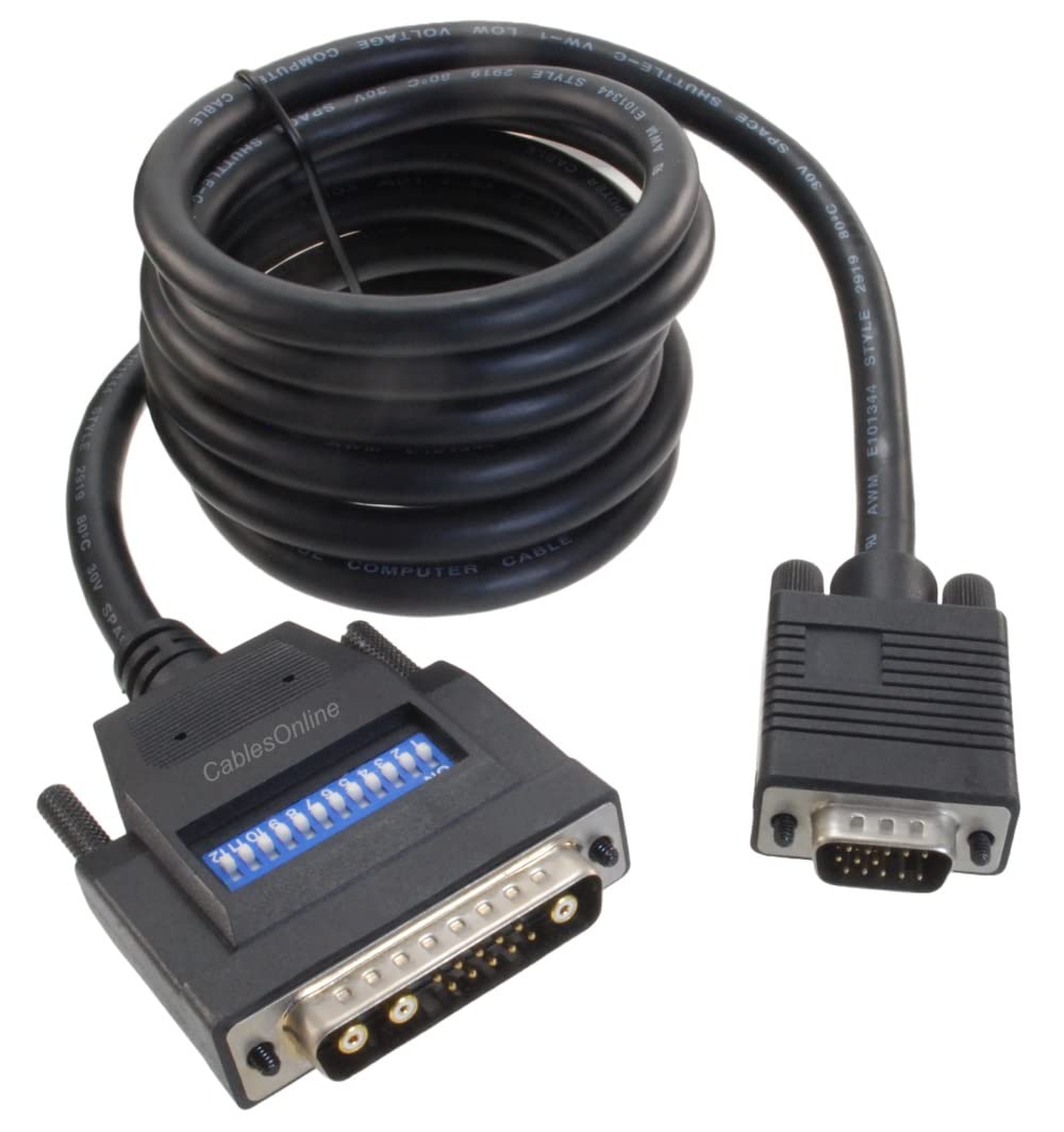 CablesOnline, 6ft 13W3 Male to SVGA (HD15) Male (SunMicro) Monitor Cable w/ 12 Dip Switches, W3-606