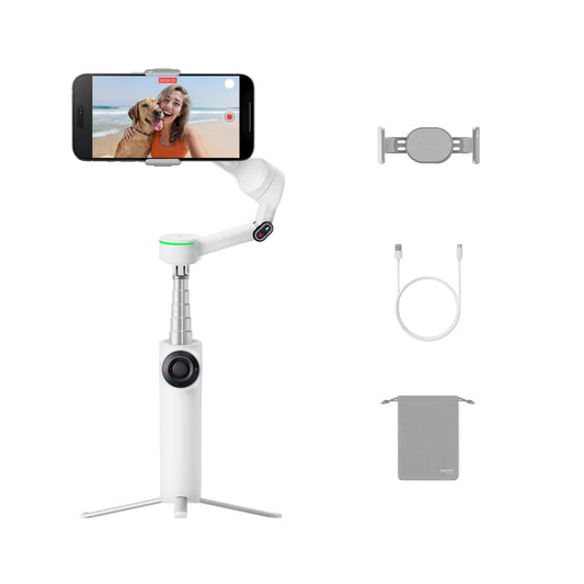 Insta360 Flow 2 Pro Grey - Foldable AI Phone Gimbal, Track in 200+ Apps with Apple DockKit, Multi-Person Tracking, 360º Pan Tracking, Built-in