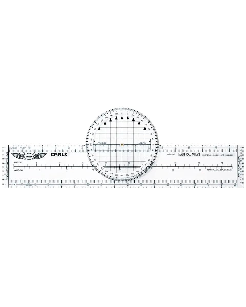 ASA Ultimate Rotating Plotter, CP-RLX, Aeronautical Chart Plotter for Student Pilot Flight Planning, Durable Resin Resists Extreme Temperatures.