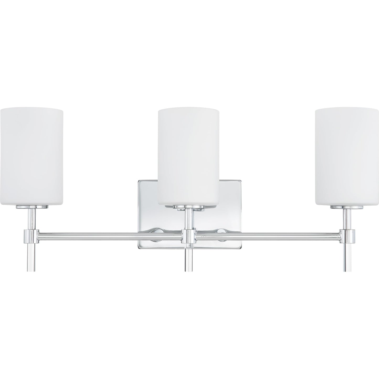Quoizel Rossfield 24" 3-Light Vanity Light, Chrome with White Etched Glass, Dimmable LED Compatible
