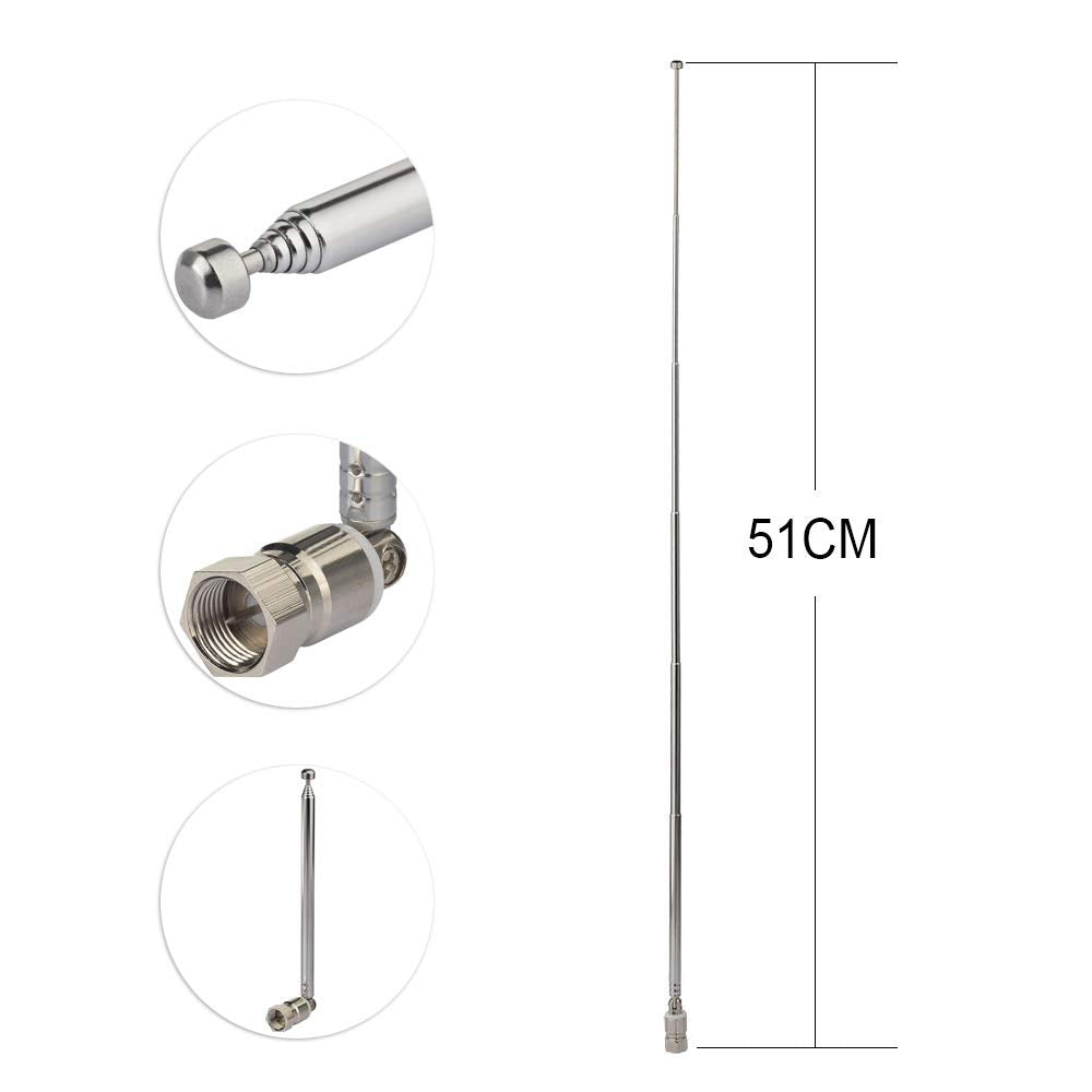 Superbat FM Telescopic Antenna Kit 75 Unbal F Type Connector DAB Radio Replacement Antenna for TV AM FM Radio Stereo Receiver Bose Wave etc.