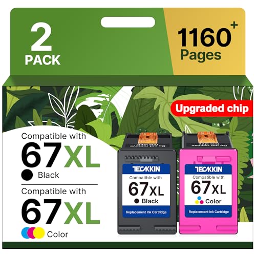 67XL Ink Cartridges Black/Color Combo Pack Replacement for HP Ink 67 67XL Printer Ink Works for HP DeskJet 2855e 2800e 2755e 2827e 4255e 4227e 4155e