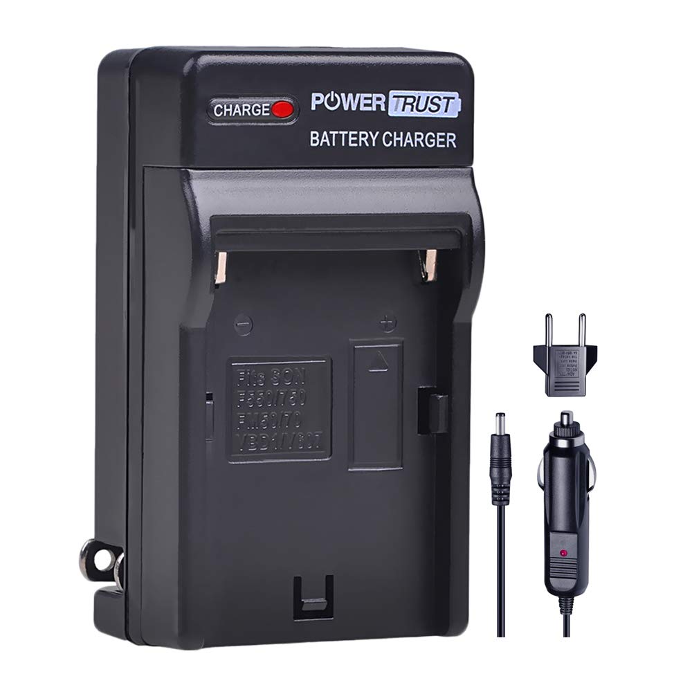 PowerTrust 2-Pack NP-F550 / NP-F570 Battery and Fast Charger for Sony NP-F330 NP-F530 NP-F570 NP-F730 NP-F750 Hi-8 GV-D200 D800 TRV81 CCD-SC55