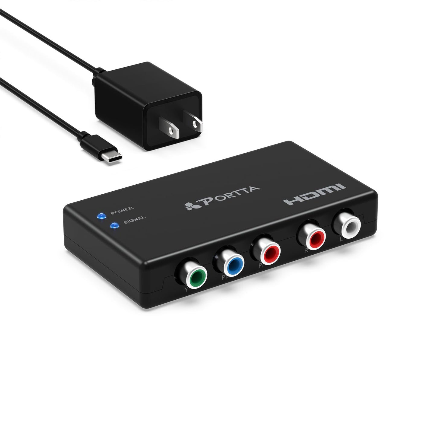 Portta Component to HDMI Converter, YPbPr RGB + R/L Audio to HDMI v1.3 Converter Adapter Support 1080P 2 Channel LPCM for HDTV PS2 PS3 HDVD Player Wii