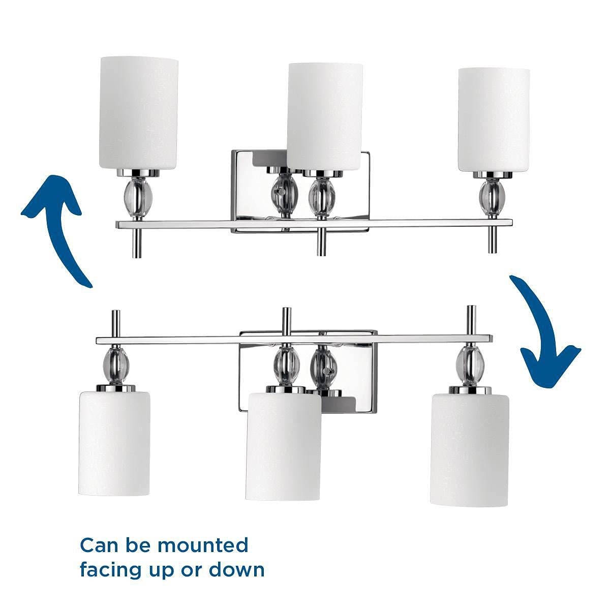 Progress Lighting Status Collection 3-Light Etched Linen Glass Coastal Bath Vanity Light Polished Chrome
